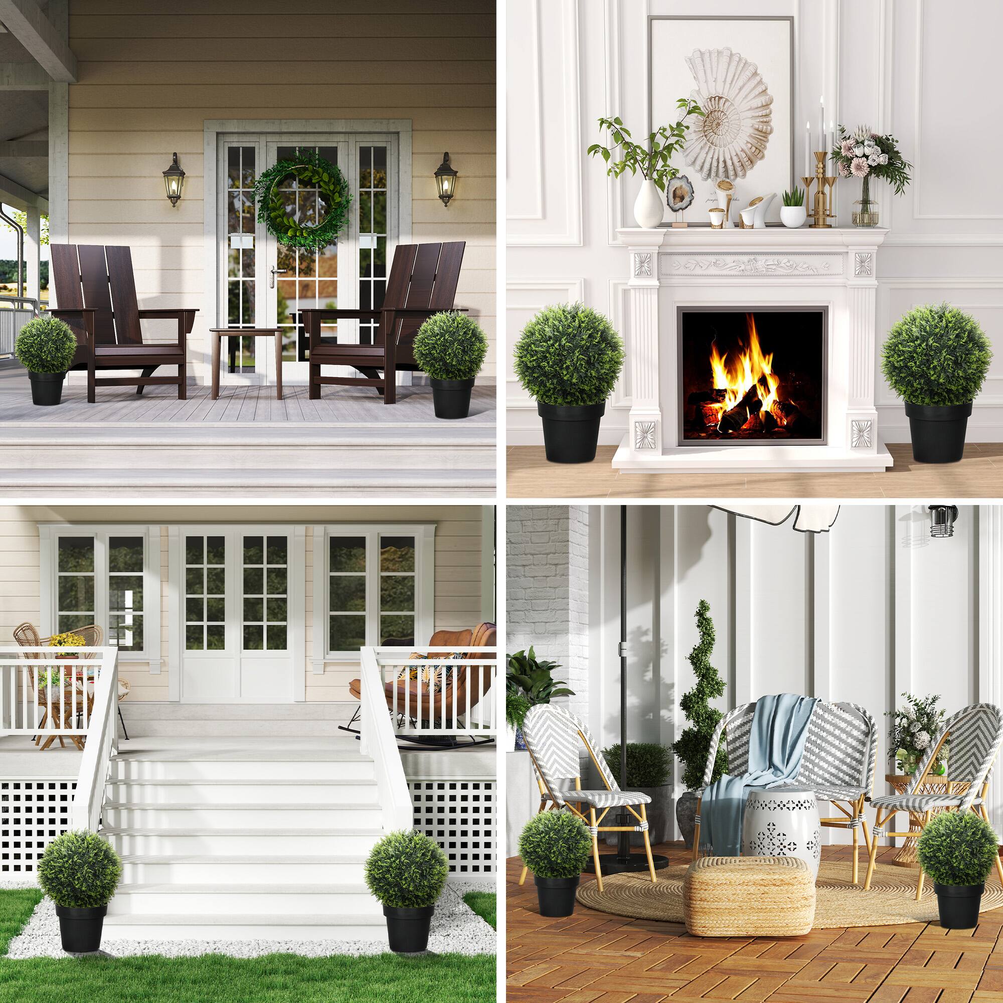 Alt View 1. Homcom - Topiary Balls Set of 2 UV-Protected Faux Cedar, Indoor Outdoor Decor Plant - Green.