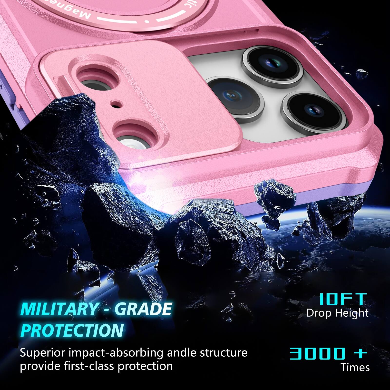 MAGNETIC MILITARY - GRADE PROTECTION

Superior impact-absorbing andle structure provide first-class protection

10FT Drop Height

3000 + Times
