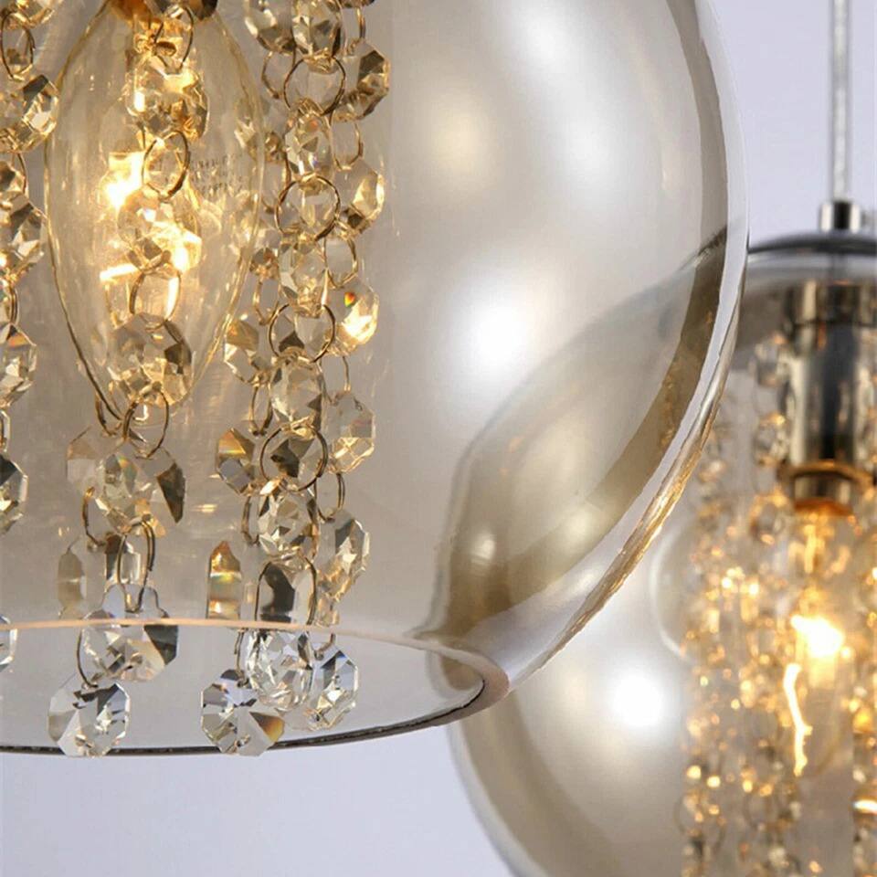 Alt View 4. Home Collection - 3-Light European Crystal Bead Chandelier Modern Ceiling Fixture with 80cm Adjustable Chain.