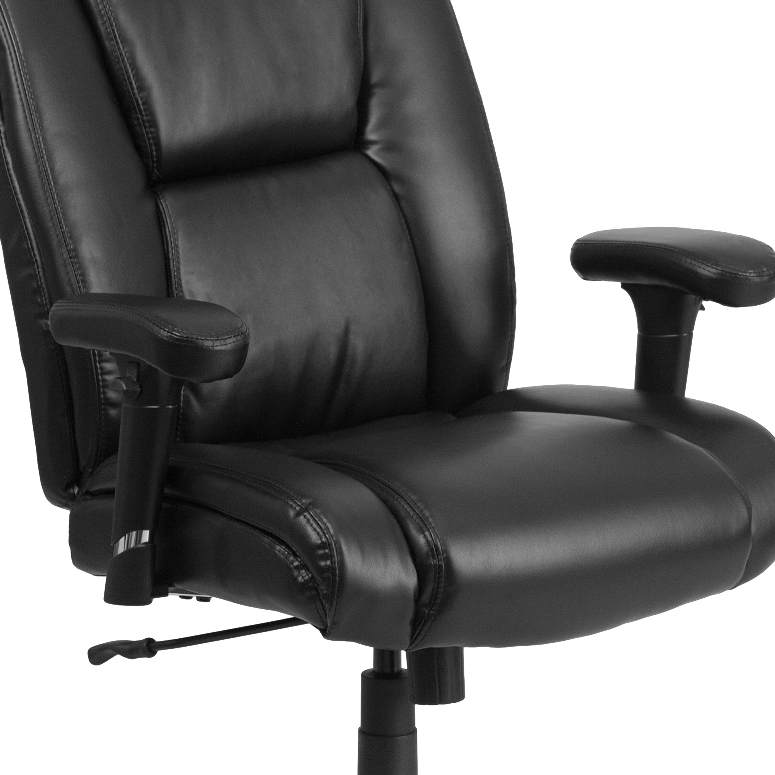Alt View 9. Emma + Oliver - Big & Tall 400 lb. Rated Leather Swivel Ergonomic Task Office Chair with Chrome Base and Adjustable Arms - Black.
