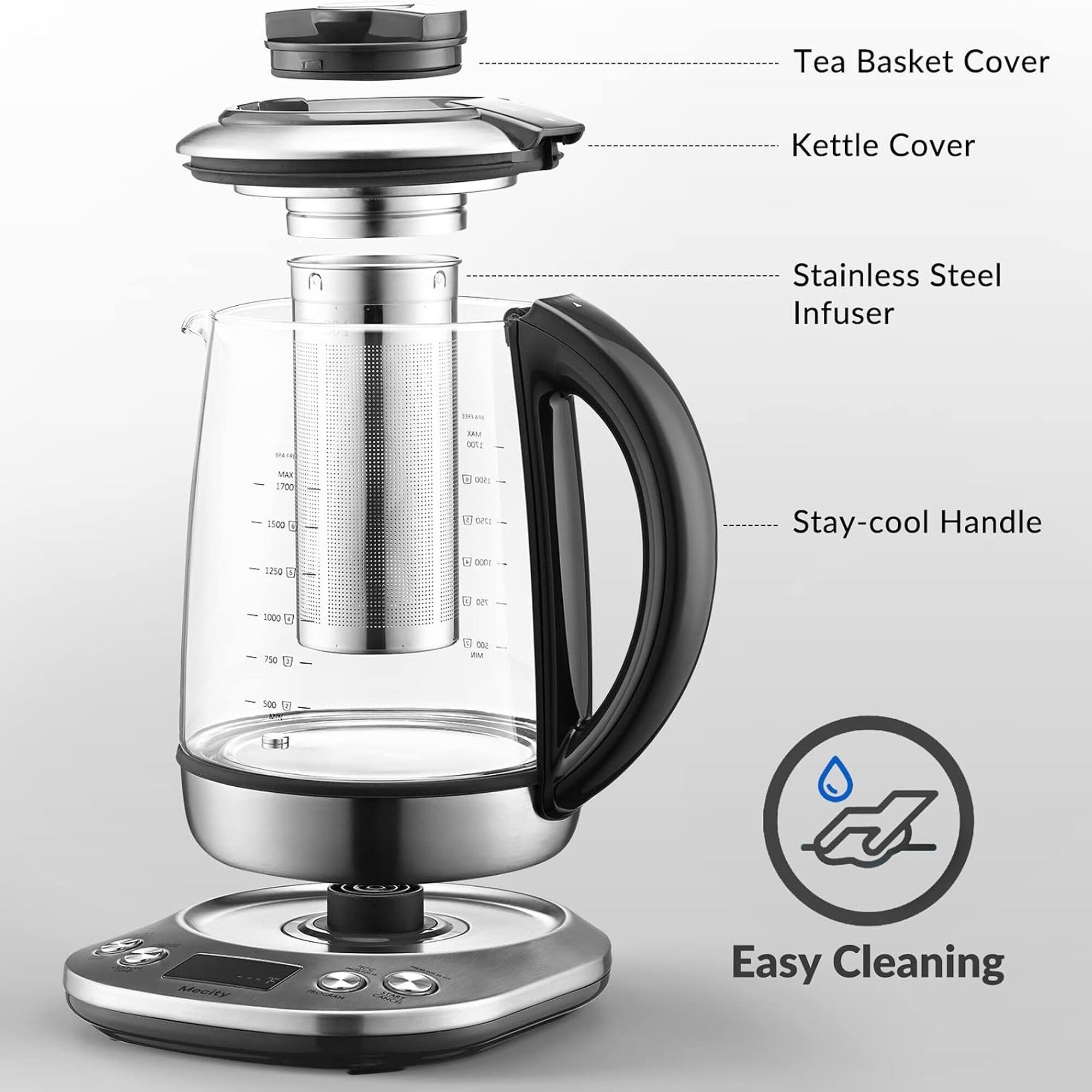 - Tea Basket Cover
- Kettle Cover
- Stainless Steel Infuser
- Stay-cool Handle
- Easy Cleaning