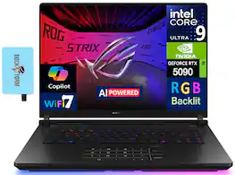 ASUS - ROG Strix SCAR Laptop 16.0 WQXGA (Intel Ultra 9- 275HX, 64GB DDR5, 2TB PCIe SSD, Win 11 Pro) w/USB Hub - Off Black