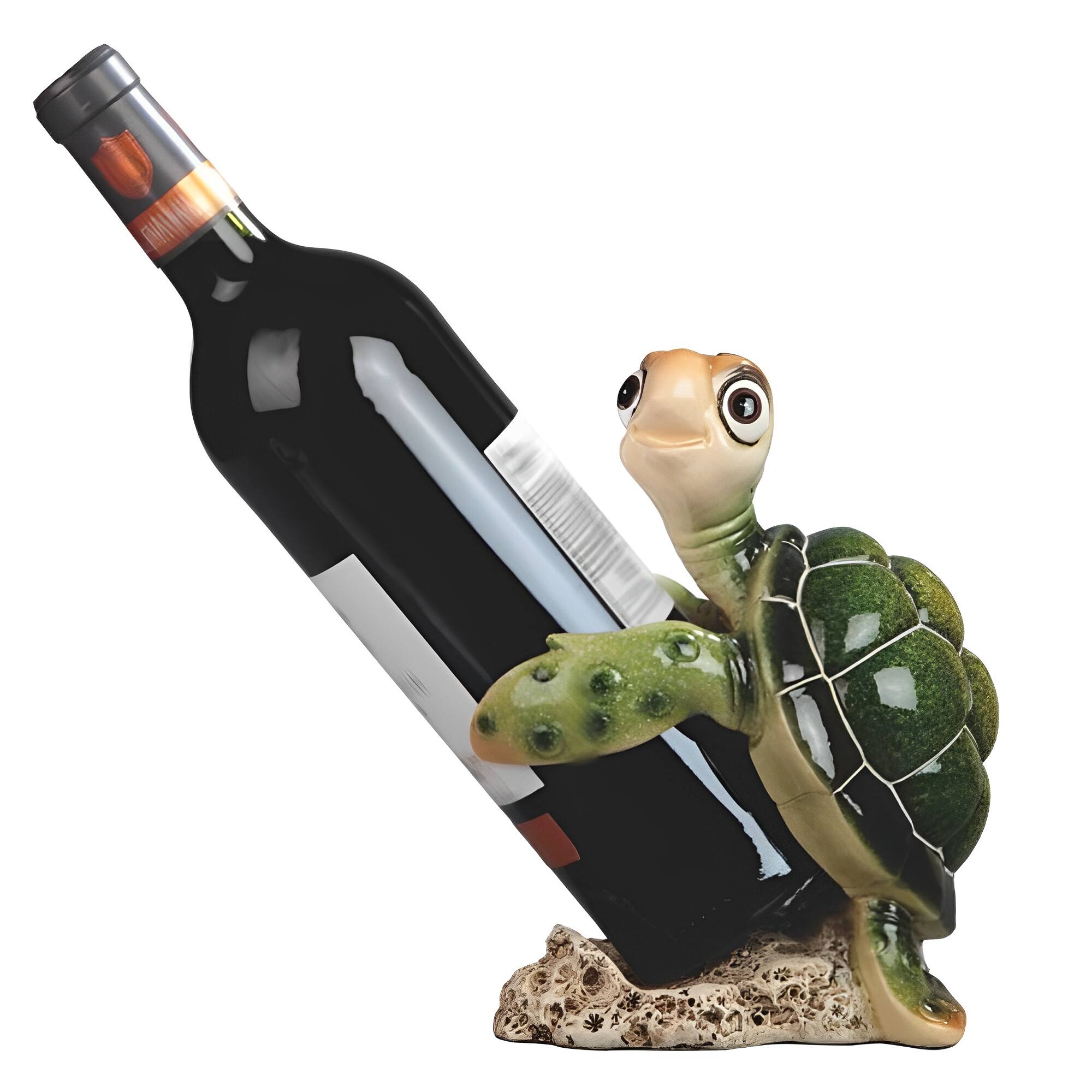 Front. FC Design - FC Design 7.75"H Sea Turtle Wine Holder Dining Room Figurine - Multicolor.