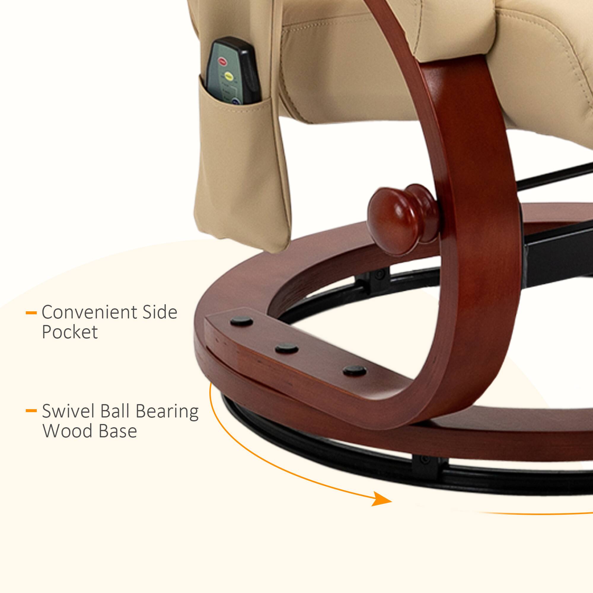 - Convenient Side Pocket
- Swivel Ball Bearing Wood Base