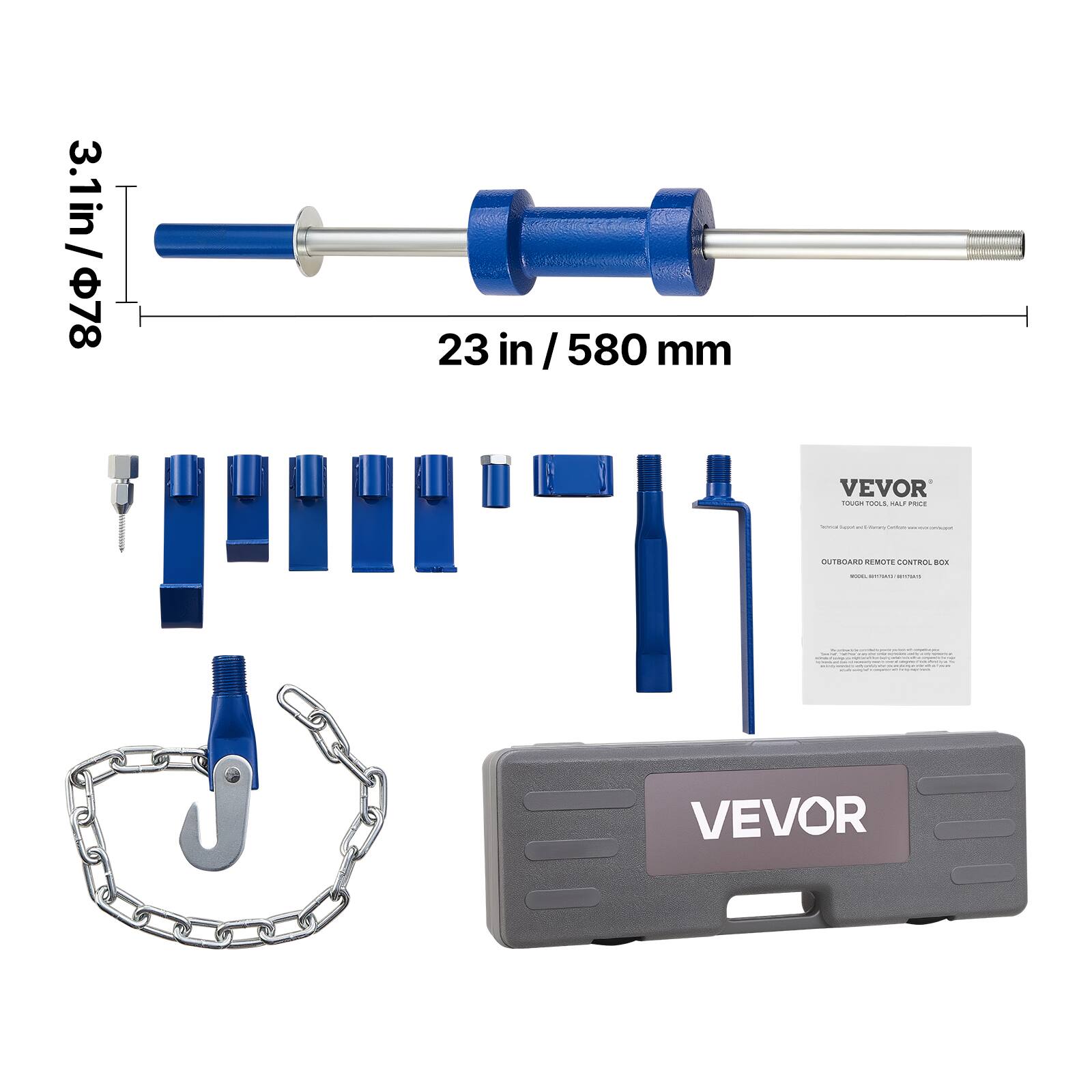 3.1 in / 78 mm  
23 in / 580 mm  
VEVOR  
CECM  
DUTRIAN  
REMOTE CONTROL  
COSTEEL