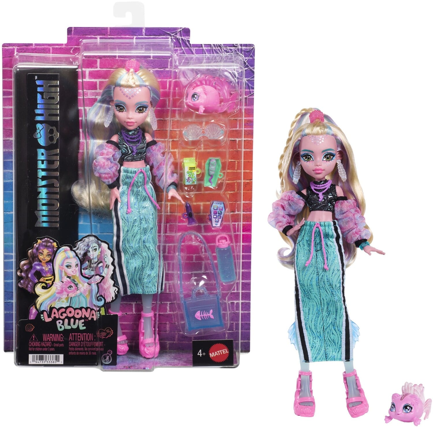 Mattel - Collectible - Monster High Lagoona Blue Doll with Pet Neptuna - COLLECTIBLES - Multicolor