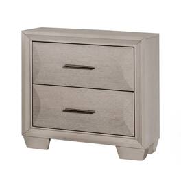 Manhattan Lane - Nitz Nightstand, 2 Drawers, White Solid Wood, Metal Handles, 27 Inch - White, Gold