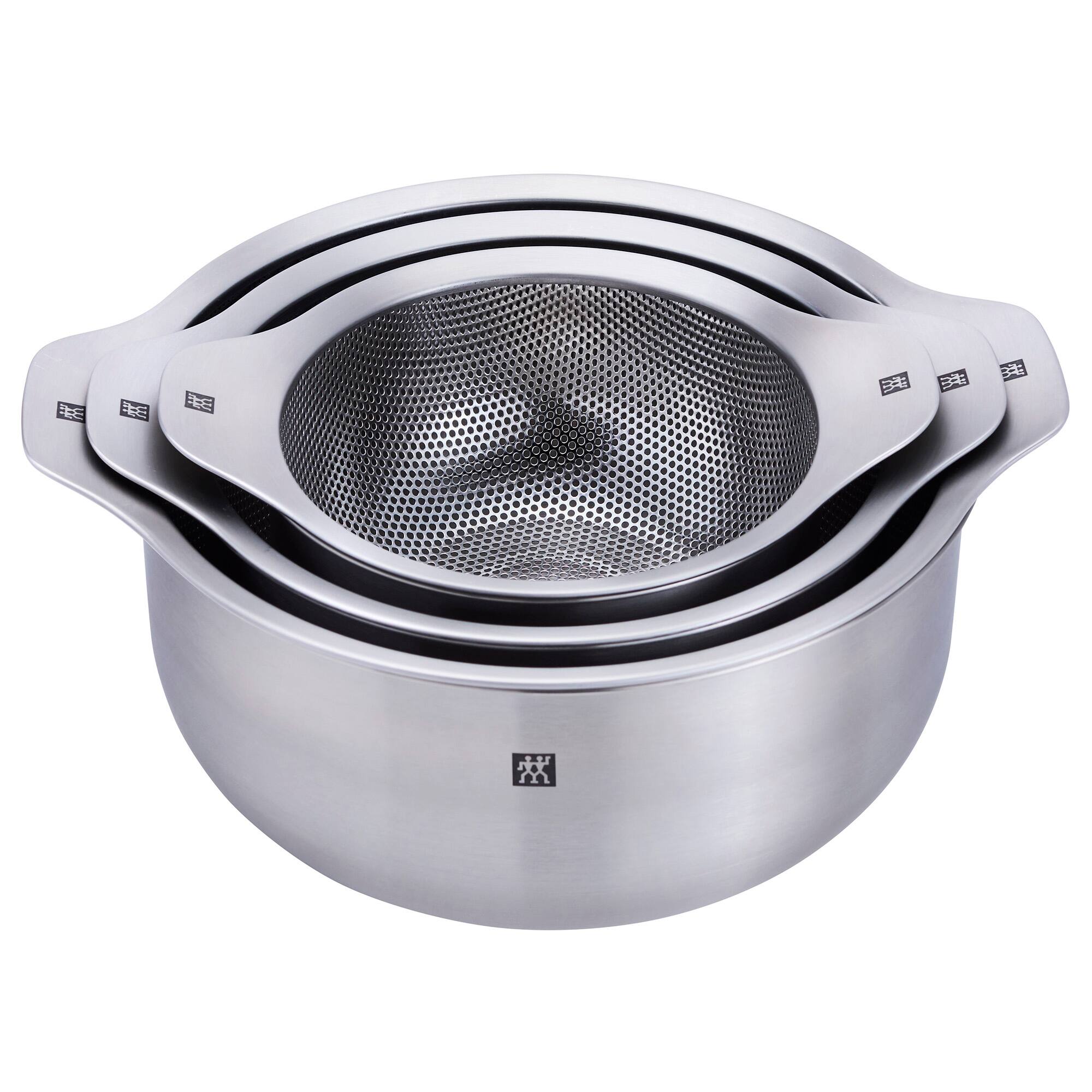 Alt View 1. ZWILLING - ZWILLING Prep 6-pc Brushed Stainless Steels Nesting Bowls & Strainers Set - Stainless Steel.