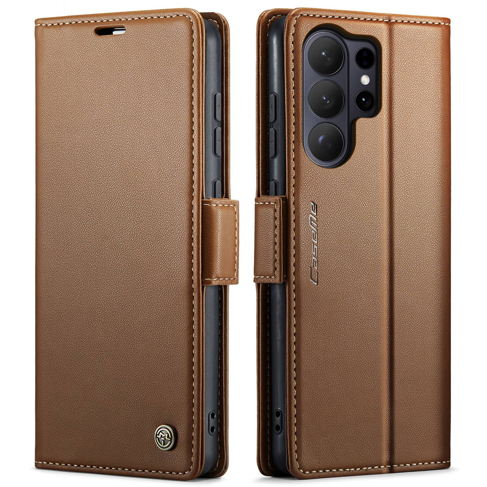 Alt View 6. UUCOVER - For Samsung Galaxy S26 Ultra PU Leather Wallet Case with RFID Blocking Cash Card Holder, Magnetic Flip Kickstand Cover - Brown.