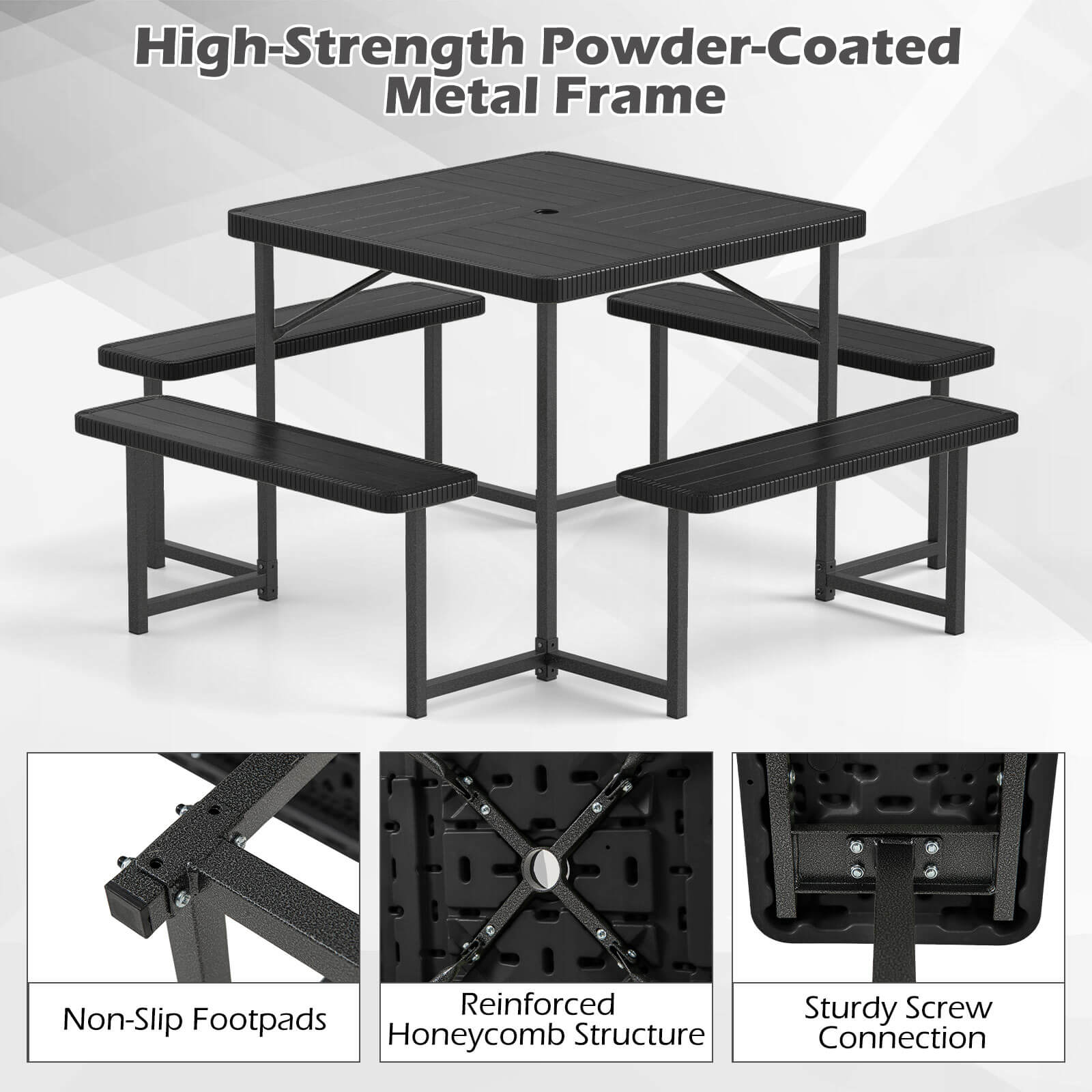 High-Strength Powder-Coated Metal Frame - Reinforced Non-Slip Footpads Structure Honeycomb Sturdy Screw Connection