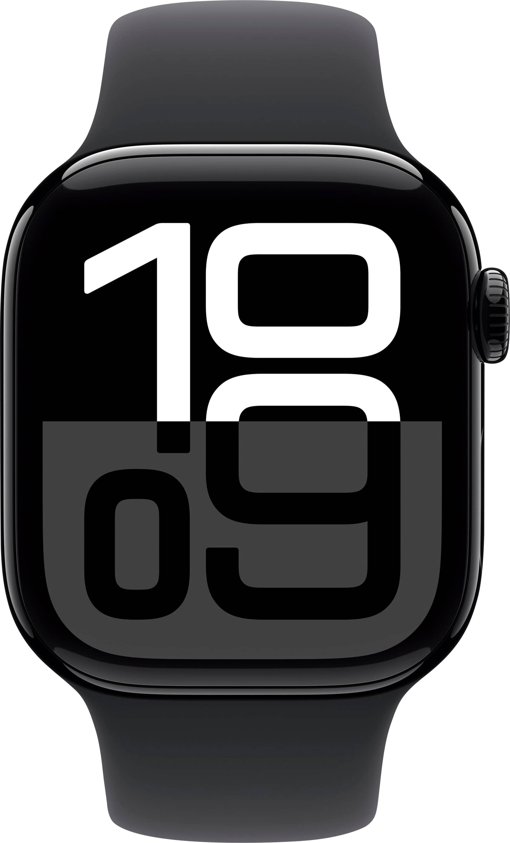 Alt View 11. Apple - Apple Watch Series 10 (GPS+Cellular) 42mm Aluminum Case with Black Sport Band - S/M - Jet Black.