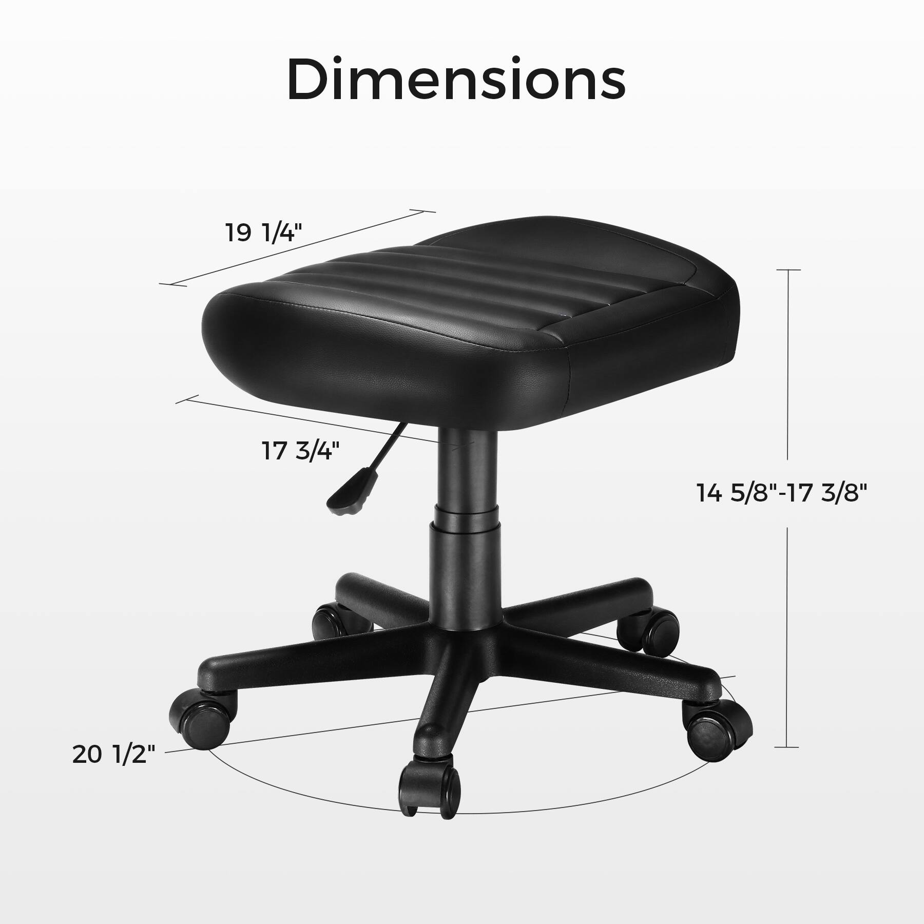 Dimensions: 19 1/4" x 17 3/4" x 14 5/8"-17 3/8" x 20 1/2"