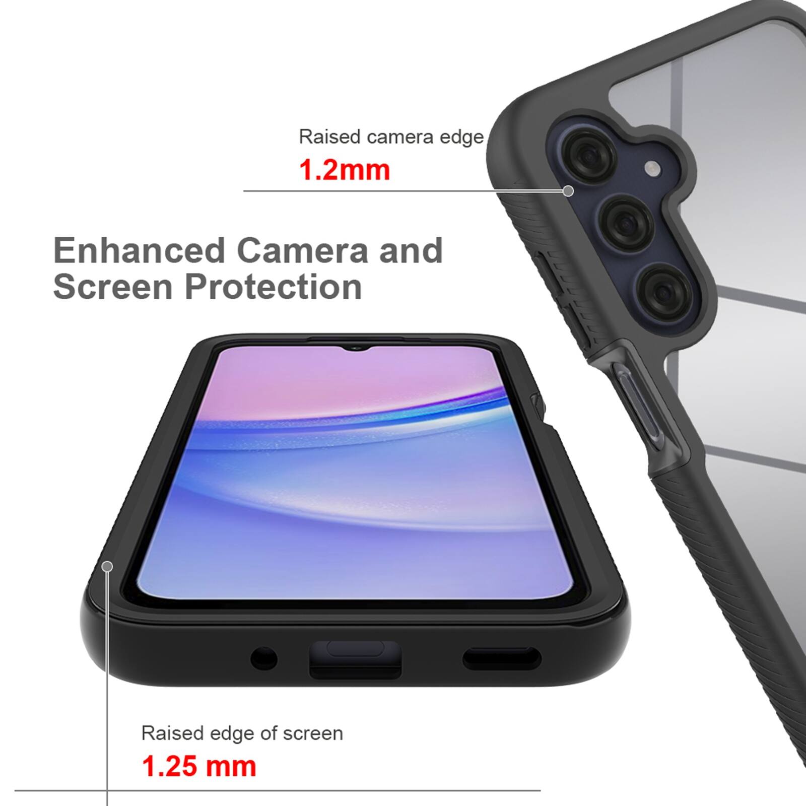 Raised camera edge 1.2mm  
Enhanced Camera and Screen Protection  
Raised edge of screen 1.25 mm