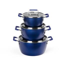 Granitestone - 6 Piece Stackable Nonstick Nesting Pots with Lids - Blue