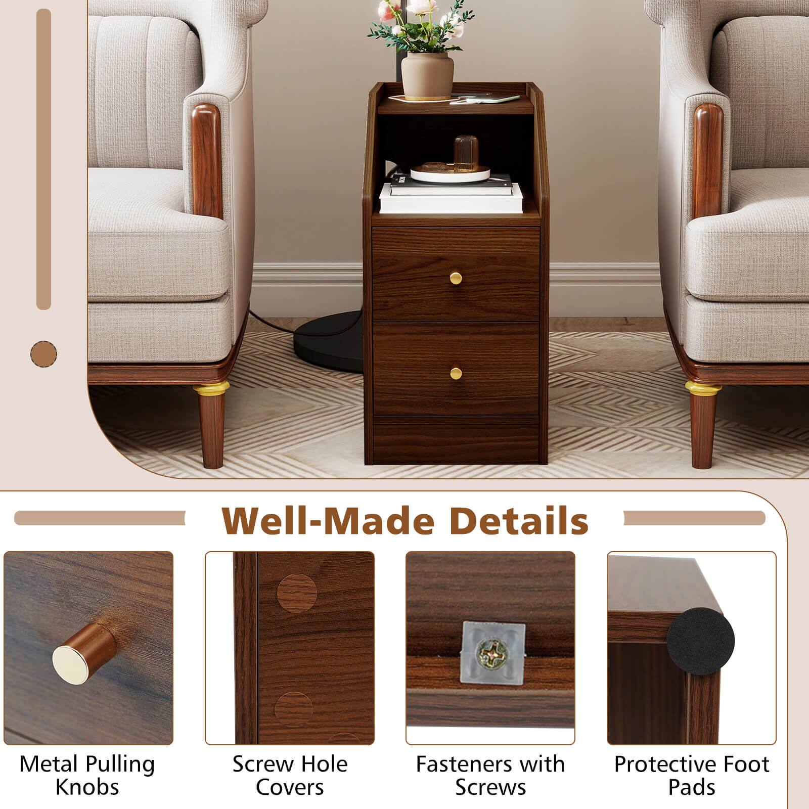 Well-Made Details

- Metal Pulling Knobs
- Screw Hole Covers
- Fasteners with Screws
- Protective Foot Pads