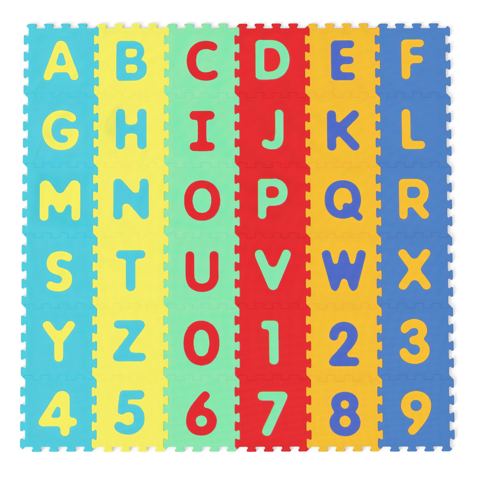 Gymax - 36-Piece Kids Puzzle Play Mat w/ Alphabet & Numbers 36 Sq FT Total Coverage - Multicolor
