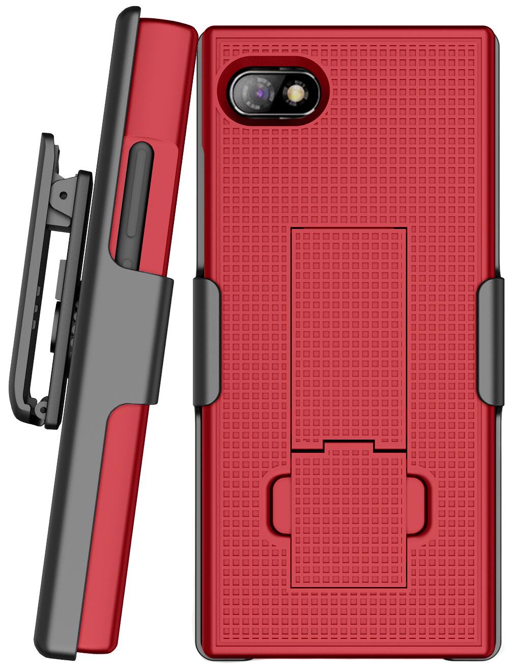 Alt View 6. Nakedcellphone - Case with Stand and Belt Clip Holster Combo for Unihertz Titan Slim - Red.