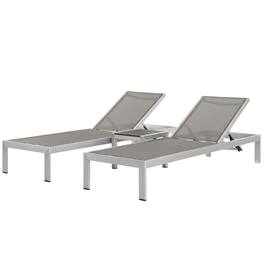 Outdoor Escape - Outdoor Patio Aluminum Set With 3 Pieces And Cushioned Seats - Gray