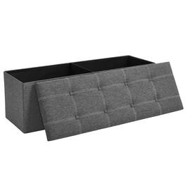 Songmics Home - 43 Inches Ottoman Storage Bench, 35 Gal. Folding Chest with Breathable Linen-Look Fabric, Load up to 660 lb - Dark Gray