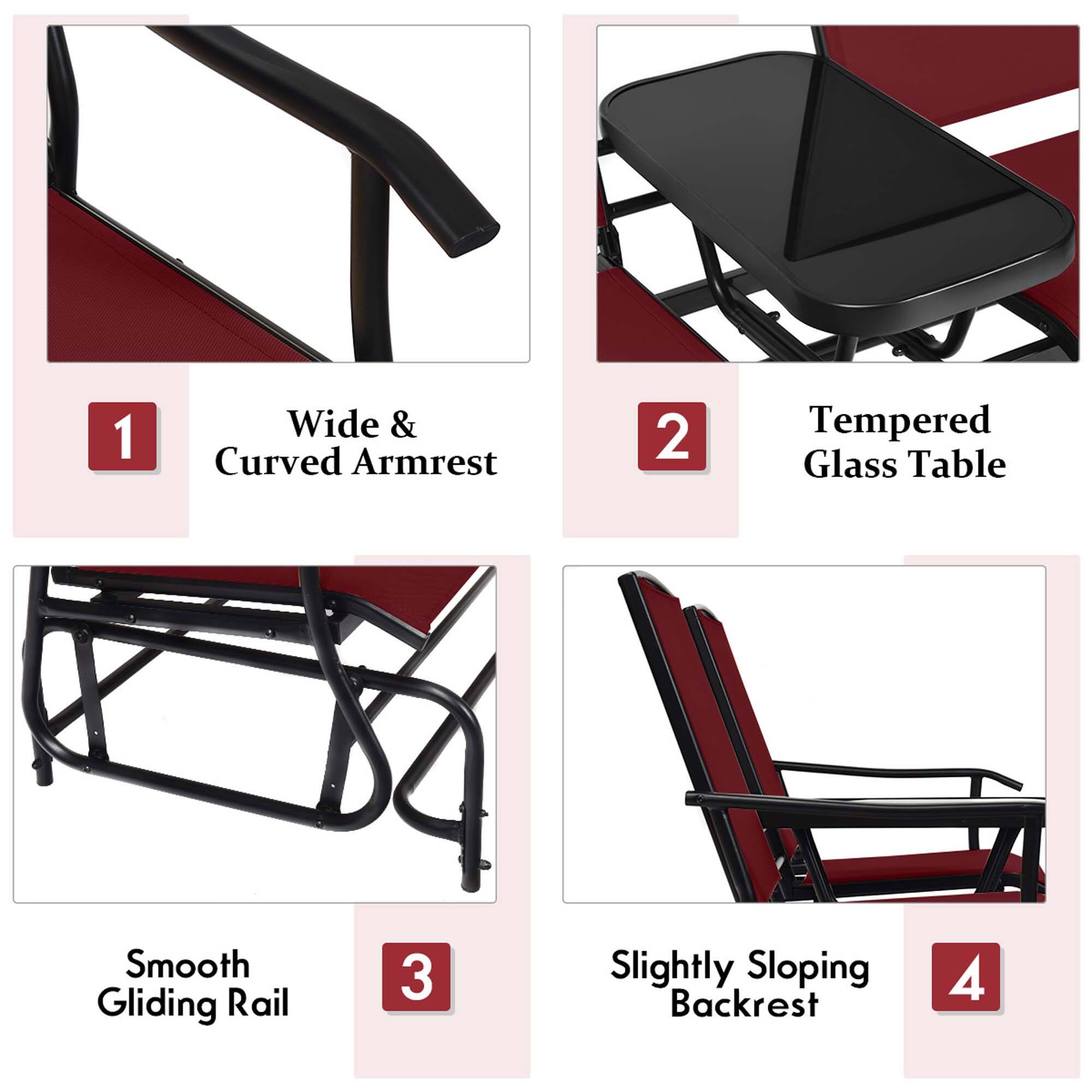 1. Wide & Curved Armrest
2. Tempered Glass Table
3. Smooth Gliding Rail
4. Slightly Sloping Backrest