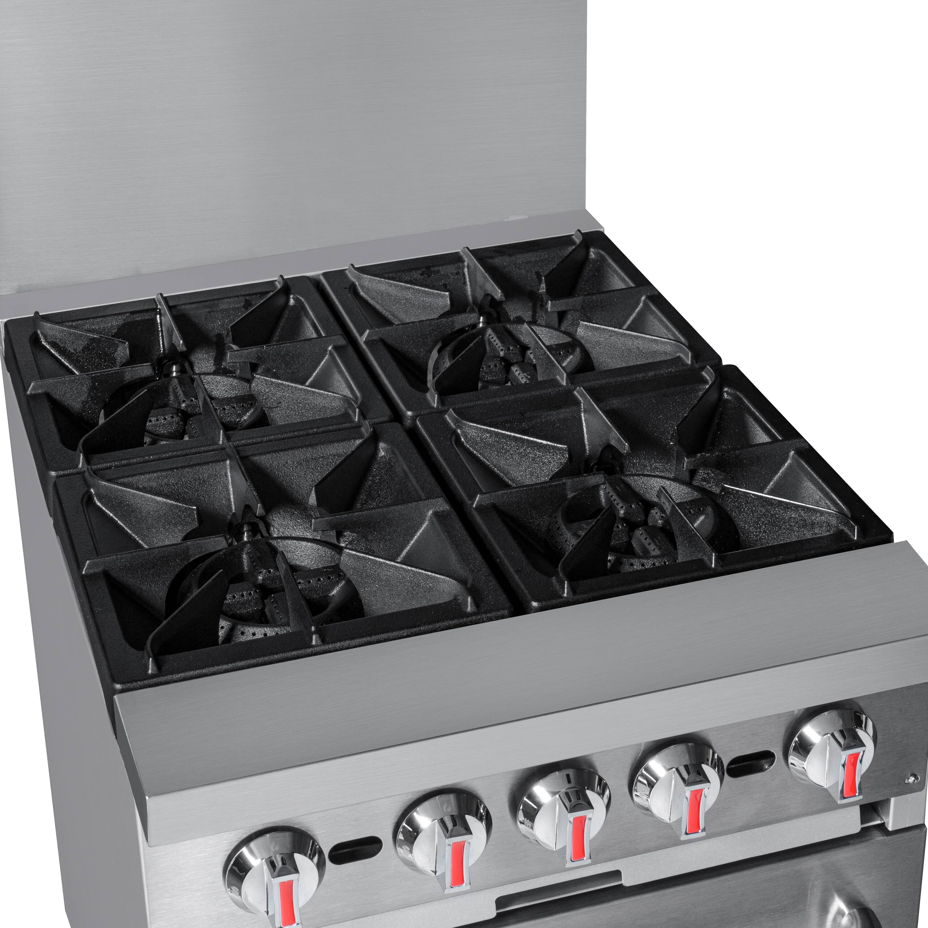 Alt View 6. Koolmore - 24 in. 4 Burner Commercial Liquid Propane Range with Oven in Stainless-Steel (KM-CR24-LP) - Stainless Steel.