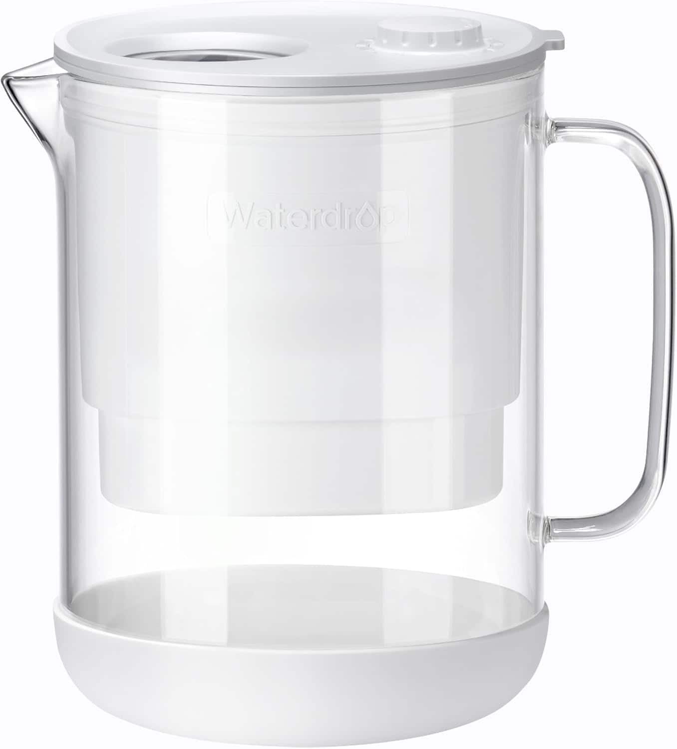 Front. Waterdrop - Waterdrop WD-PT-72W Glass Water Filter Pitcher with 1 Filter - White.