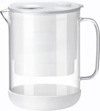 Front. Waterdrop - Waterdrop WD-PT-72W Glass Water Filter Pitcher with 1 Filter - White.