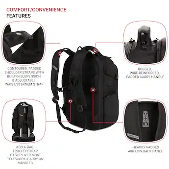 backpack with laptop sleeve and waist strap HanTrip Travel for Women Men, 18 Inch Large Work Backpack for Commuter College School Book Bags, Water Resistant Backpack Luggage Water Bottle Pocket Chest Strap, Black With a sleek design and smart compartments Gnmfd Canvas Backpack Casual Travel