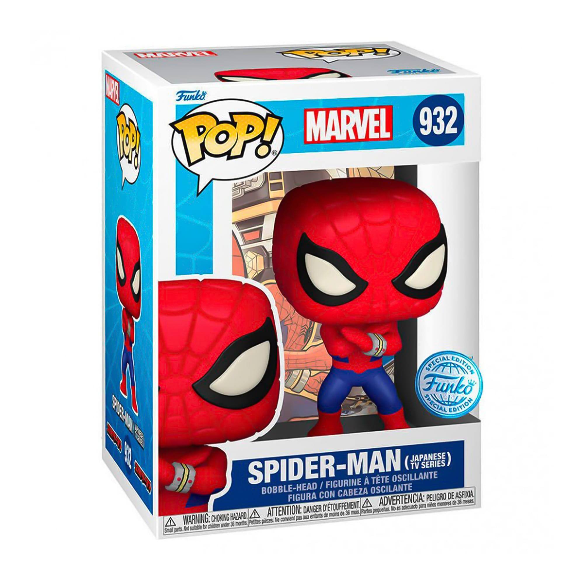 Funko POP! MARVEL 932  
SPIDER-MAN (JAPANESE TV SERIES)  
BOBBLE-HEAD / FIGURINE A TÊTE OSCILLANTE / FIGURA CON CABEZA OSCILANTE  
SPECIAL EDITION  
WARNING: CHOKING HAZARD - Small parts. Not for children under 3 years.  
ATTENTION: PELIGRO DE ASFIXIA - Piezas pequeñas. No es adecuado para menores de 3 años.  
ADVERTENCIA: DANGER - Petite pièce. Ne convient pas aux enfants de moins de 3 ans.