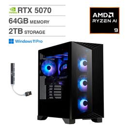 MSI - Aegis ZS2 Desktop PC (AMD Ryzen 9 9900X, 64GB DDR5, 2TB PCIe SSD, GeForce RTX 5070, Win 11 Pro) w/USB Hub - Black
