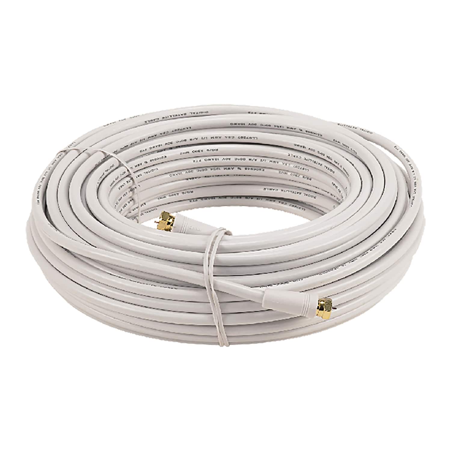 RCA - RG6 Coaxial Cable 50 Ft with F-Connectors - White