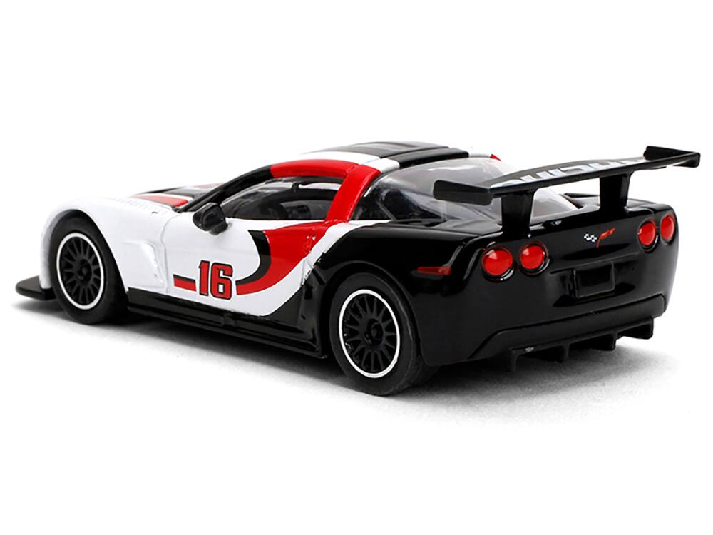 Left. Majorette - 2005 Chevrolet Corvette C6R #16 White with Black and Red Graphics "Collection" Series 1/64 - White with Black and Red.