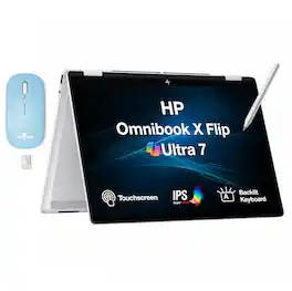 HP - Upgraded - Omni Book X Flip 2-in-1 Laptop 14.0 WUXGA Display (Ultra 7-256V, 16GB, Win 11 Pro) w/Dockztorm Wireless Mouse - Silver