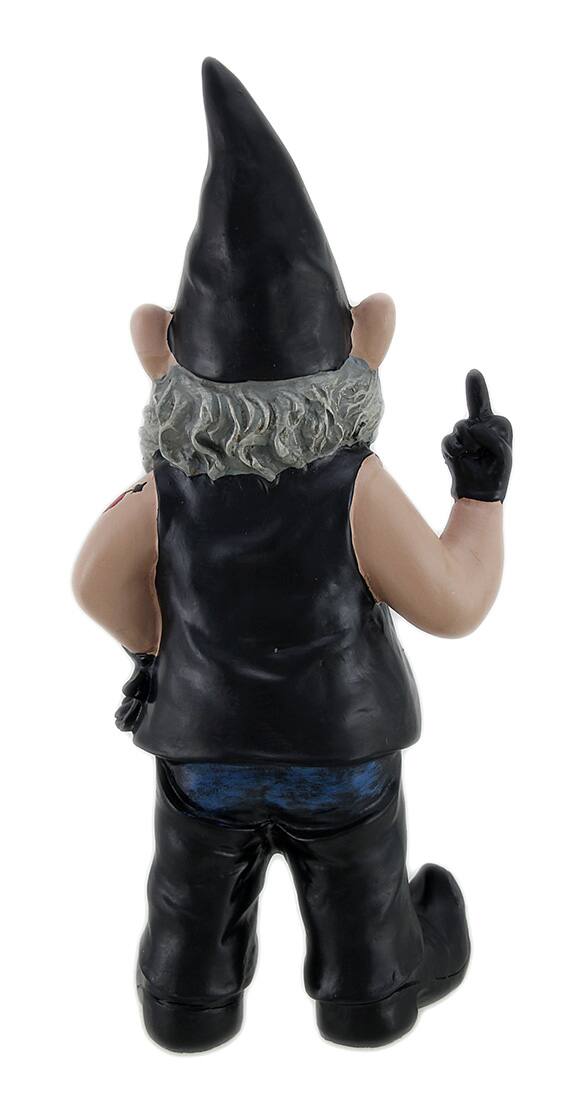 Alt View 4. Zeckos - Gnofun the Naughty Lady Biker Gnome Statue Motorcycle Leather 13 Inch - Black.