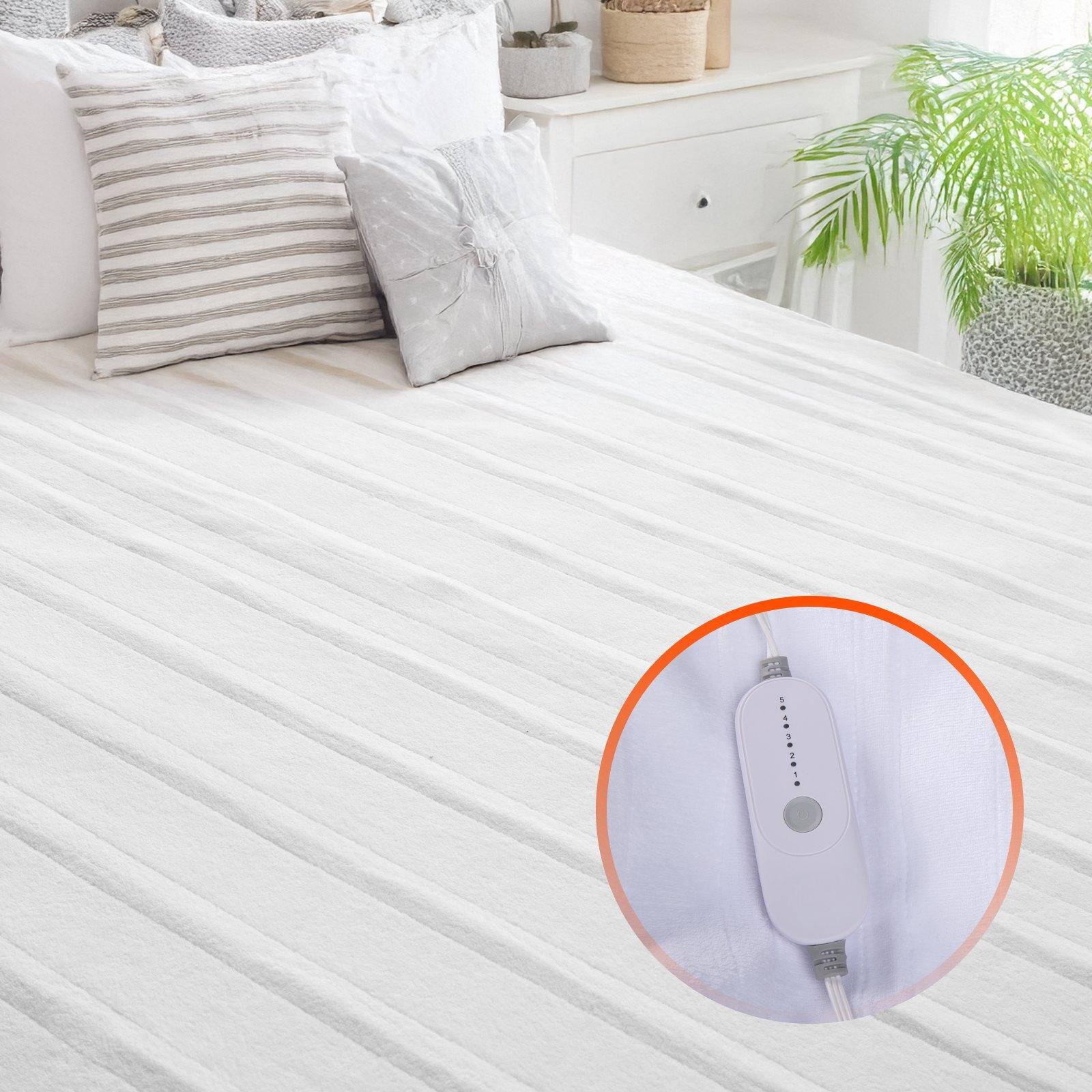 Alt View 8. Glintex - Heated Mattress Pad Twin 39"x75" with 1-5 Heat Settings 10H Auto-Off Breathable Coral Fleece Machine Washable - White.