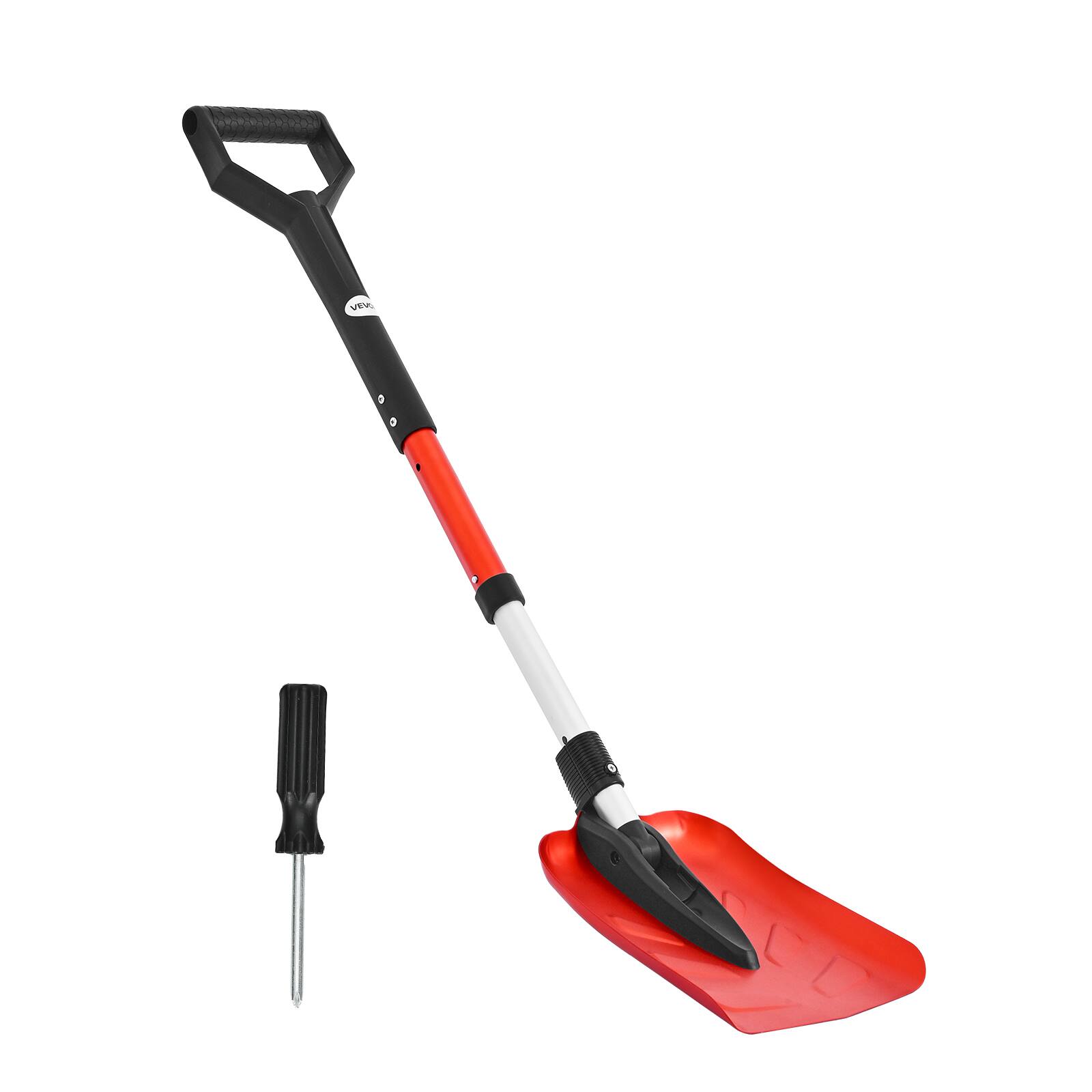 Alt View 5. VEVOR - Snow Shovel for Driveway, 9 in Foldable Snow Shovel with D-shaped Handle , 36-40 in Adjustable, Aluminum Alloy - Red+Black.