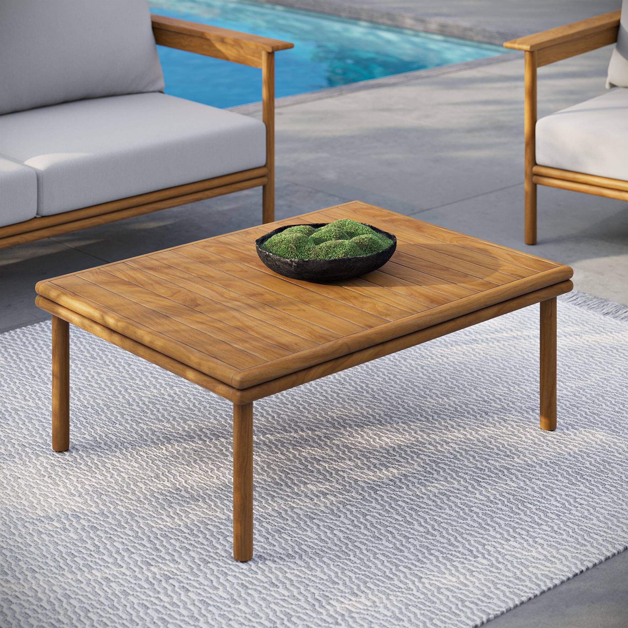 Wren Outdoor Patio Teak Wood Coffee Table by Modway - Natural