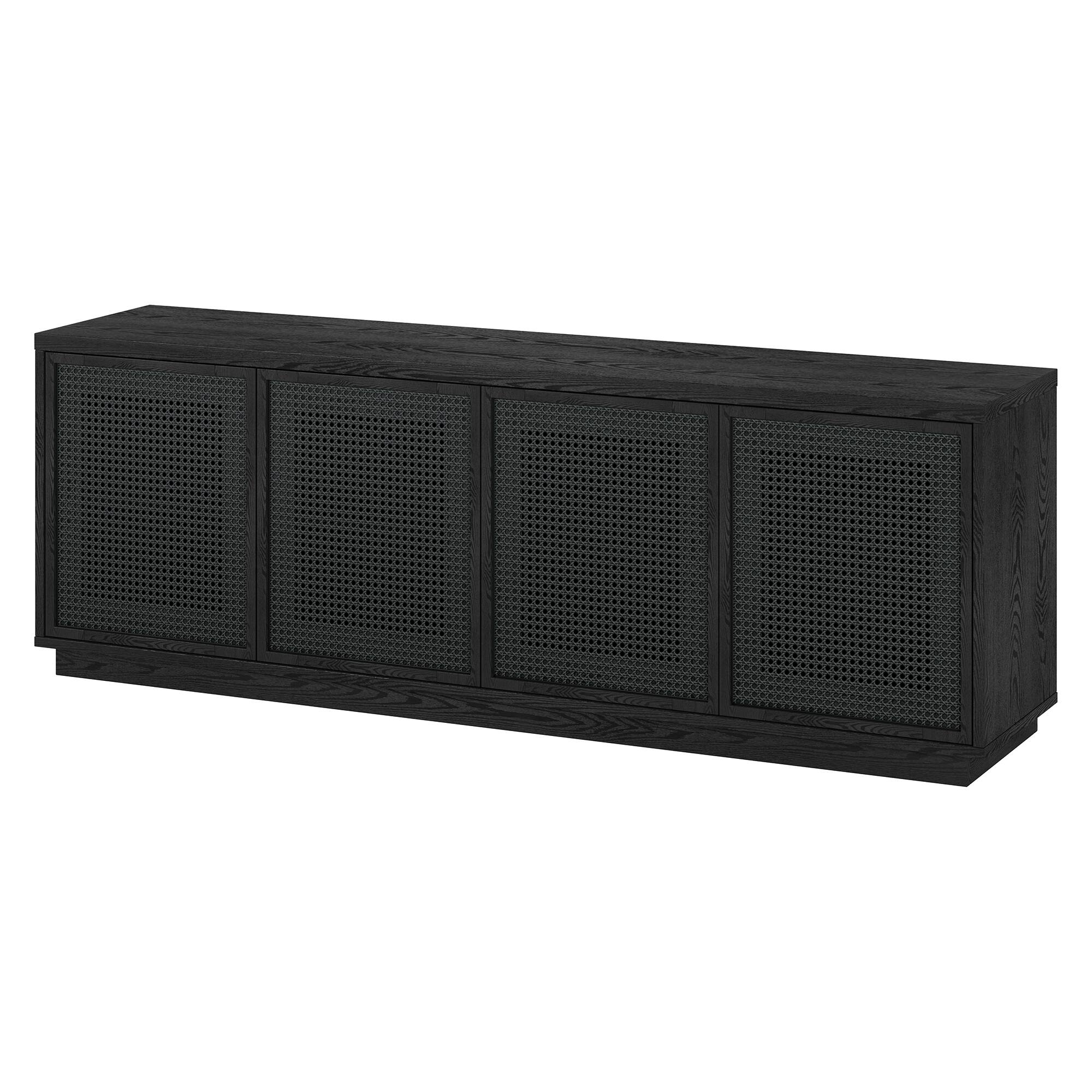 Left. Hudson&Canal - Pryce Rectangular TV Stand for TV's up to 78" in Black Grain/Black Rattan - Black Grain/Black Rattan.