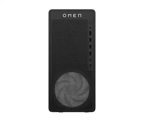 Front. HP OMEN - OMEN Desktop AMD Ryzen 5, 16 GB;512 GB SSD Windows 11 Home - Black metal.