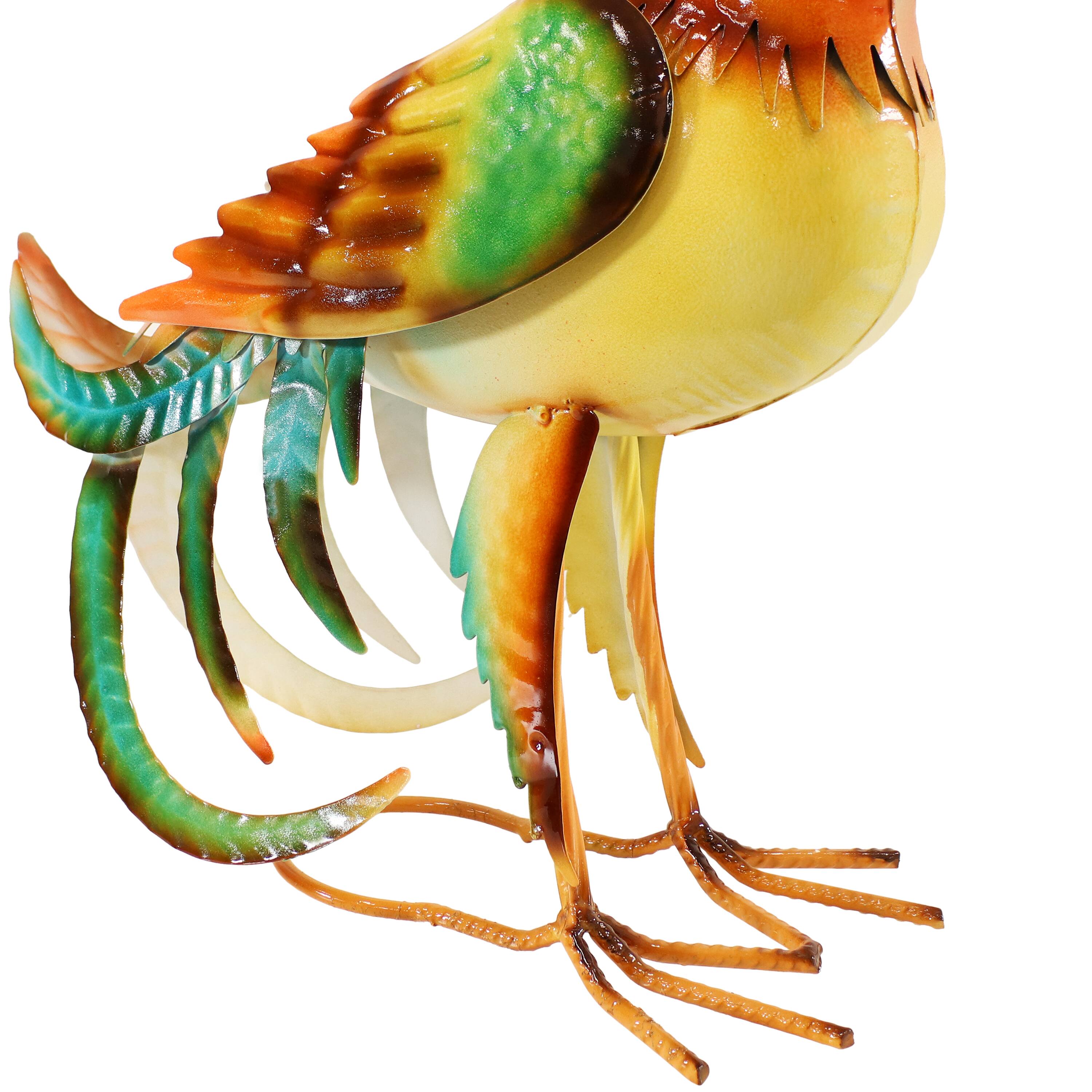 Alt View 5. Sunnydaze - Romeo the Rooster Outdoor Metal Statue - 16 in - Orange.