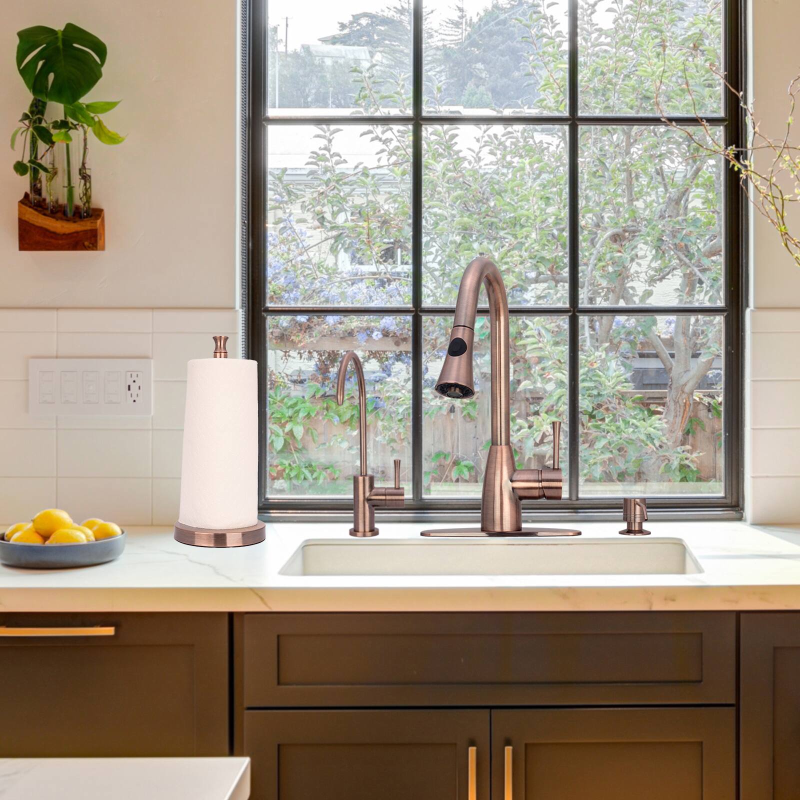 Alt View 5. Akicon - Akicon Paper Towel Holder Stand for Kitchen Countertop and Dining Room Table in Antique Copper - Antique Copper.