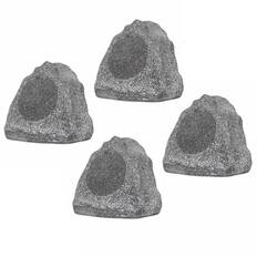Front. Theater Solutions by Goldwood - 4R6G Outdoor 6.5" Rock 4 Speaker Set for Deck Pool Spa Yard Garden - Granite Gray.
