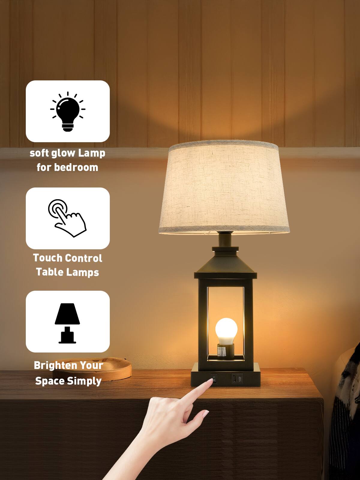 - soft glow Lamp for bedroom
- Touch Control Table Lamps
- Brighten Your Space Simply