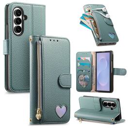 Dteck - PU Leather Wallet Case for Samsung Galaxy Z Fold8 Ultra with Wrist Strap Zipper Pocket, Protective Folio Kickstand Cover - Blue