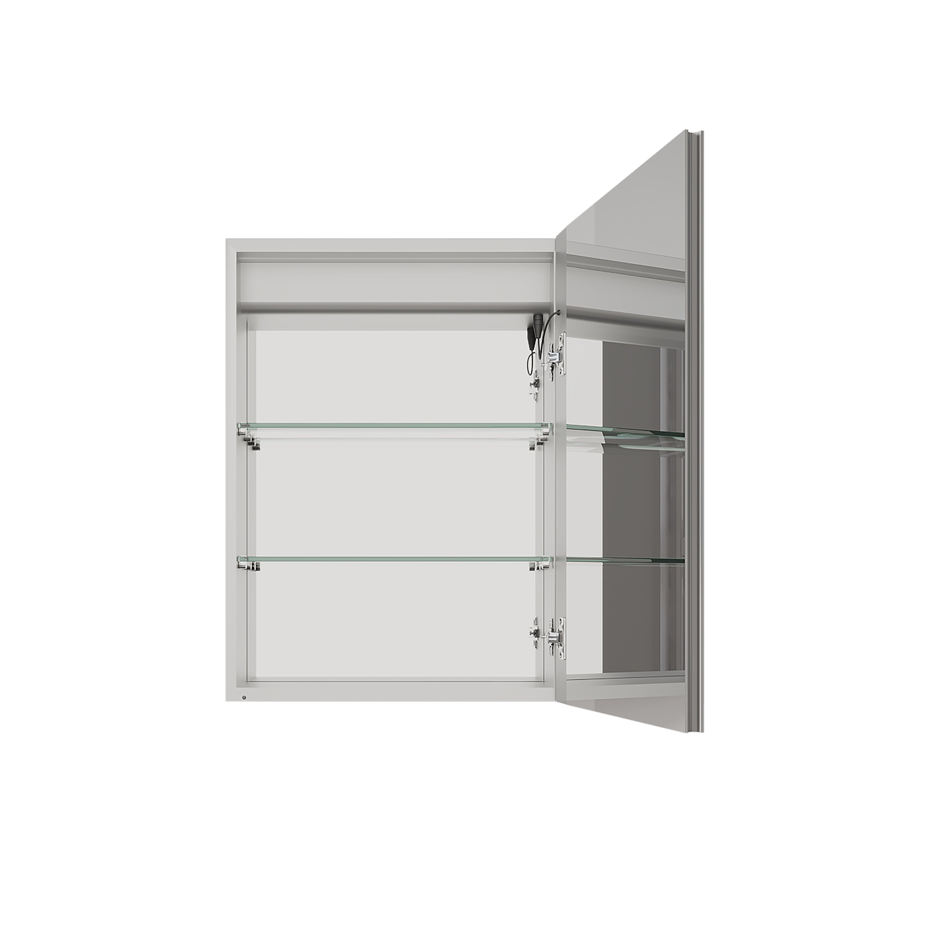 Angle. Boyel Living - 26x20 Inch Bathroom Medicine Cabinet with LED Mirror Single Door Right Open Anti Fog Waterproof - Silver.