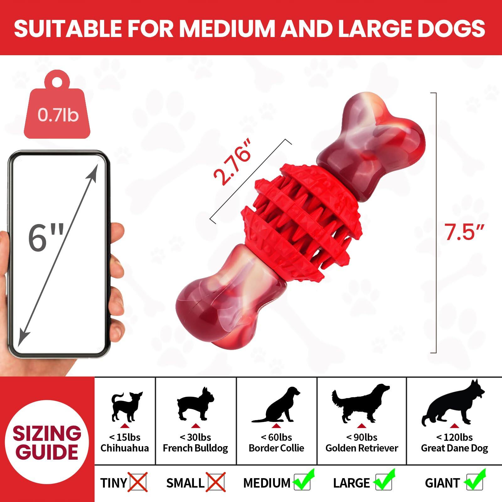 SUITABLE FOR MEDIUM AND LARGE DOGS

0.7lb 6"
2.76"
7.5"

SIZING GUIDE
<15lbs Chihuahua
<30lbs French Bulldog
<60lbs Border Collie
<90lbs Golden Retriever
<120lbs Great Dane Dog

TINY
SMALL
MEDIUM
LARGE
GIANT