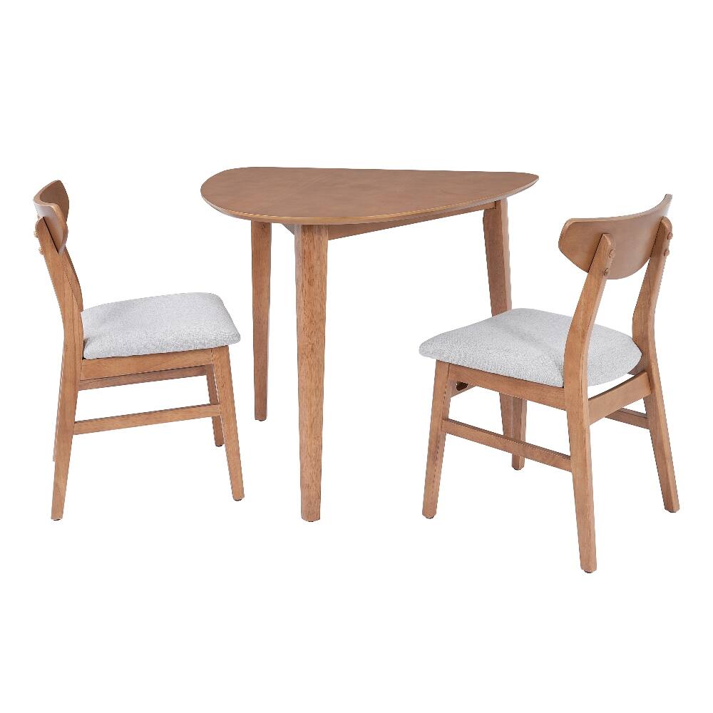 Alt View 10. Loheer - Loheer 3-Piece Table Set Triangular Dining Table with 2 Curved Wood Chairs Small Space Light Brown - Light Brown.