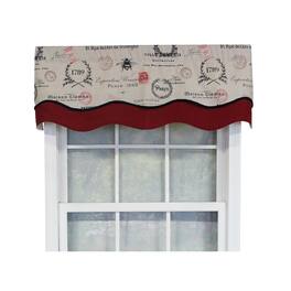 RLF Home - Mason Trimmed Glory 100% Cotton with Fully Lined 3" Rod Pocket Valnance for Windows 50" x 16" - Linen
