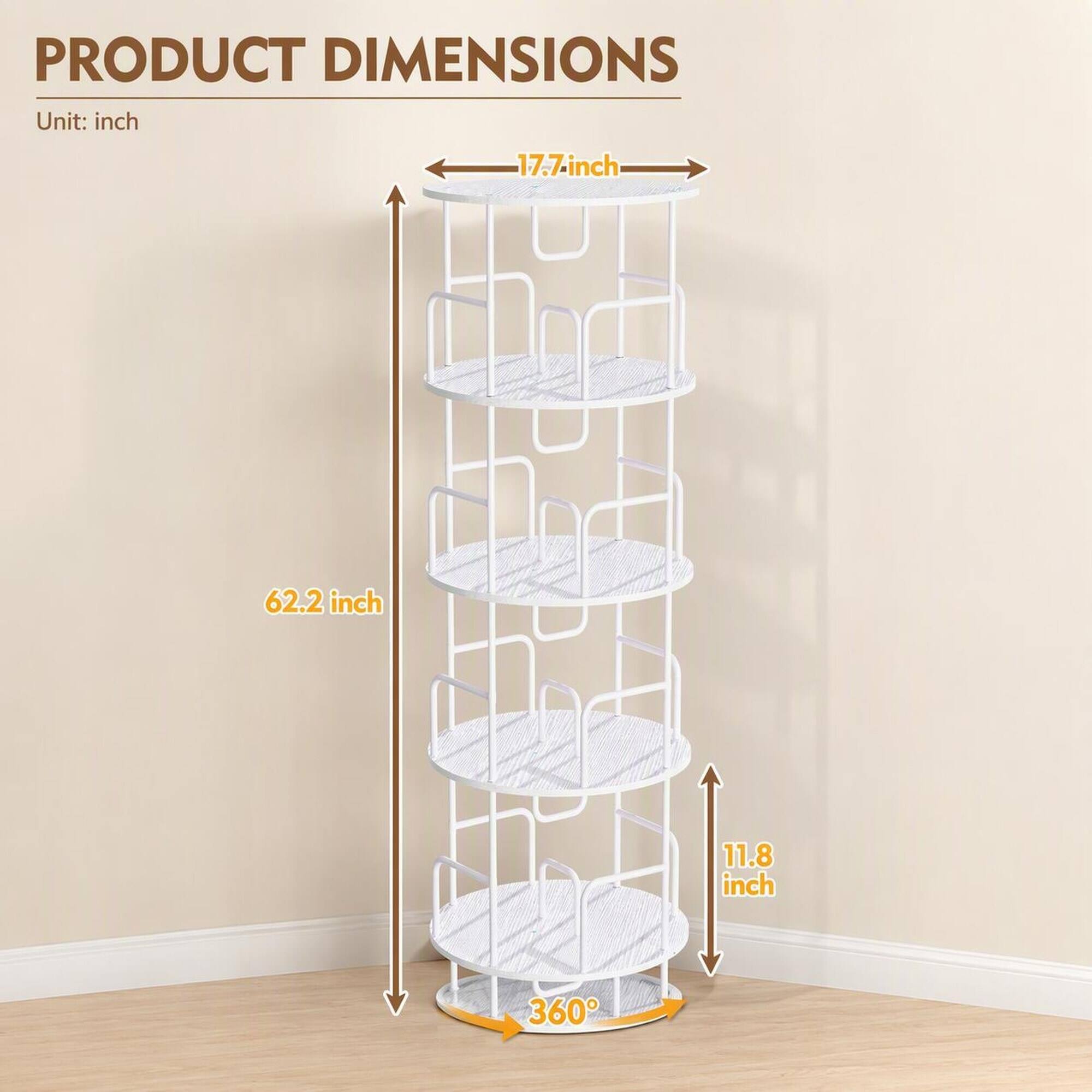 PRODUCT DIMENSIONS  
Unit: inch  
17.7 inch  
62.2 inch  
11.8 inch  
360°