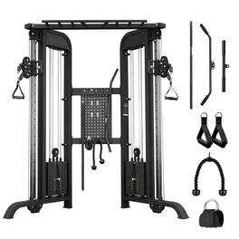 Syedee - Functional Trainer with 352lbs Weight Stack, 2:1&1:1 Ratio System Cable Crossover Machine - Black